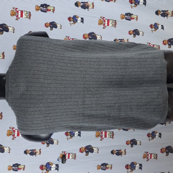 Tommy Hilfiger ribbed LG casual dark gray preppy cotton v-neck sweater vest - Picture 4 of 7